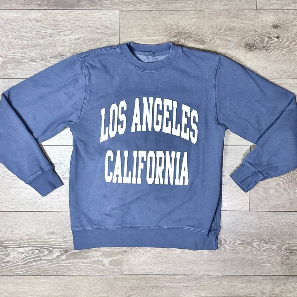 John Galt Brandy Melville Los Angeles Sweatshirt Vintage Blue - Picture 2 of 12